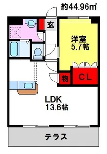 スクエアガーデンあさひ【1階】の間取り
