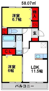 カーサルーチェ【1階】の間取り