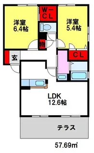 コートビレッジ本鳥栖【A101号室】の間取り
