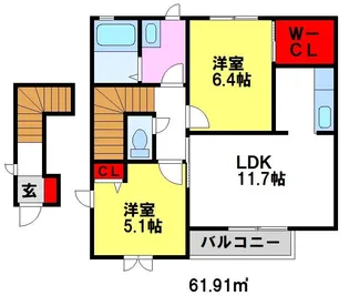 メゾンドカメリア【B201号室】の間取り