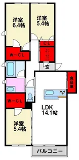 シャーメゾンガーデンズ神辺【1階】の間取り