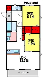 ソレアード田代【201号室】の間取り