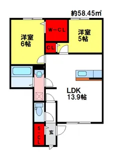 ウエストコート古賀 A棟【1階】の間取り
