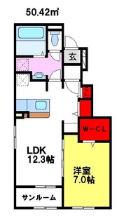 パールマリンI【105号室】の間取り