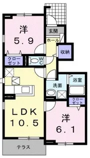 ウィステリアヴィラII【1階】の間取り