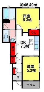 フェリーチェ三本松【1階】の間取り