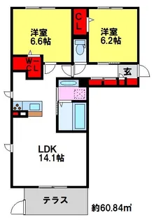 スカイエスポワール【103号室】の間取り