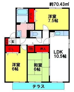 ロイヤルステージタウン鳥栖【C108号室】の間取り