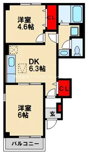 グリーンフォレスト【A101号室】の間取り