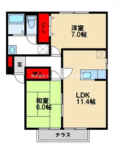 ヴューコスモ【B102号室】の間取り