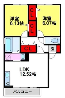 ロイヤルステージタウン鳥栖【D311号室】の間取り
