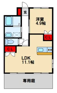 スタービレ小倉【102号室】の間取り