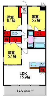 ブリリアントクレール【105号室】の間取り