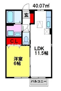 1LDKの間取り画像