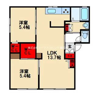 2LDKの間取り画像