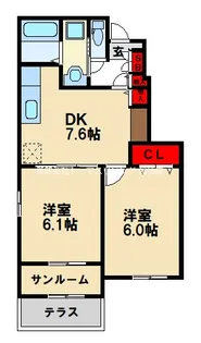 シャトーソレイユSY【102号室】の間取り