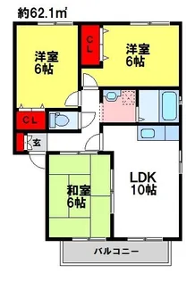 セジュール本鳥栖【B101号室】の間取り