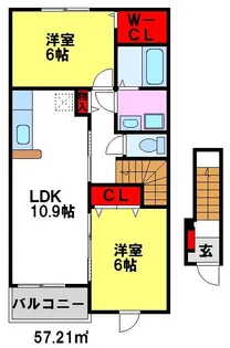 ディアベルジュI【2階】の間取り
