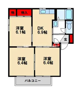ディアス旭【A201号室】の間取り