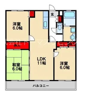 タモンズハートビレッジ【B106号室】の間取り