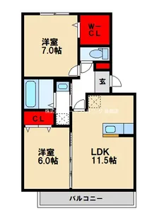 グランドミール古賀【B210号室】の間取り