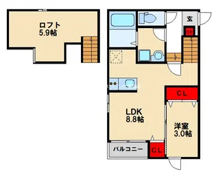 メゾンソレイユ鳥栖【2階】の間取り
