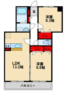 ステラウエスト【202号室】の間取り