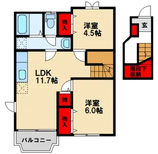 モントディダンス【B202号室】の間取り