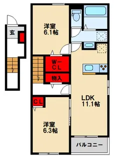 ヒカルサ鳥栖今泉サウス【2階】の間取り