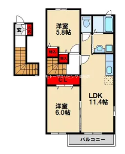 グレイスフル旭【B202号室】の間取り