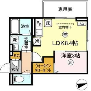 フリーデンやりた【1階】の間取り