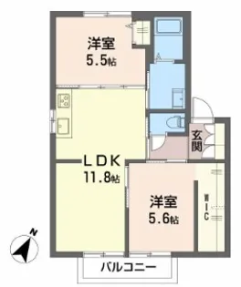 Kアントレ【A202号室】の間取り
