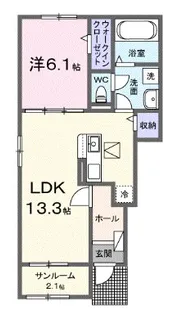 ウィステリア ソラーナ【1階】の間取り