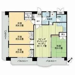 ライオンズマンション久留米プラザ3番館【9階】の間取り