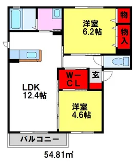 ブルックサイド【D102号室】の間取り