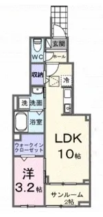 メゾンドヴィラI【1階】の間取り