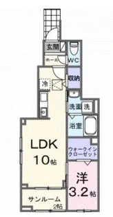メゾンドヴィラI【1階】の間取り