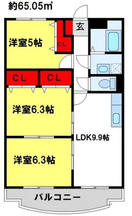 グラース蔵上弐番館【303号室】の間取り