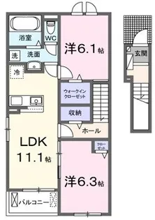 ミルキーウェイ壱番館【203号室】の間取り