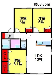 エバーグリーンブロス【A202号室】の間取り