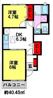 グランディール【A103号室】の間取り