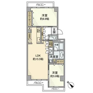 エバーグリーンポートアイランド2号棟【307号室】の間取り