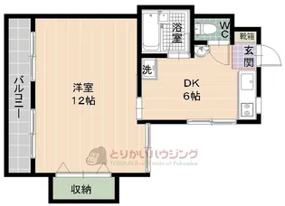 フリーライフ西新【4階】の間取り