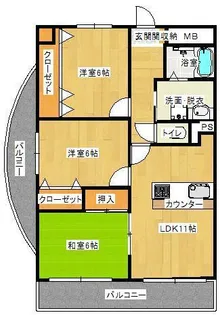 スカイヒルズ小月駅前【605号室】の間取り