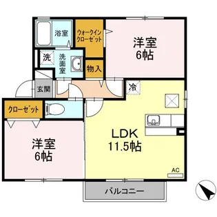 カーサ オリーブ C【1階】の間取り