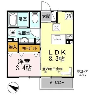 モンテローザ小待A【1階】の間取り