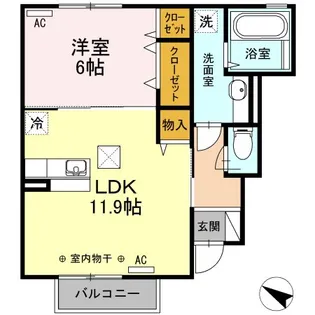 サングレイス江陽【1階】の間取り