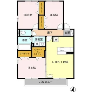 エアリー・コート東白山台A【2階】の間取り