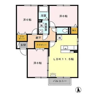 ヴィラ ラモール A【2階】の間取り