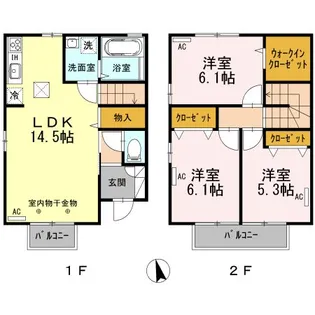 シャンテ沼館 B【101号室】の間取り